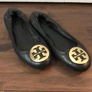 Tory Burch reva ballerina flats, black, size 6.5M